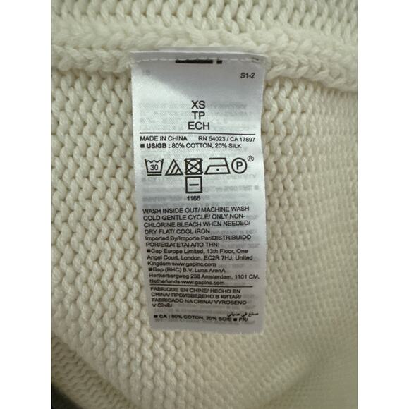 Banana Republic Cotton Silk Blend Open Back Tie Neck Sweater in Cream Size XS - Picture 5 of 10